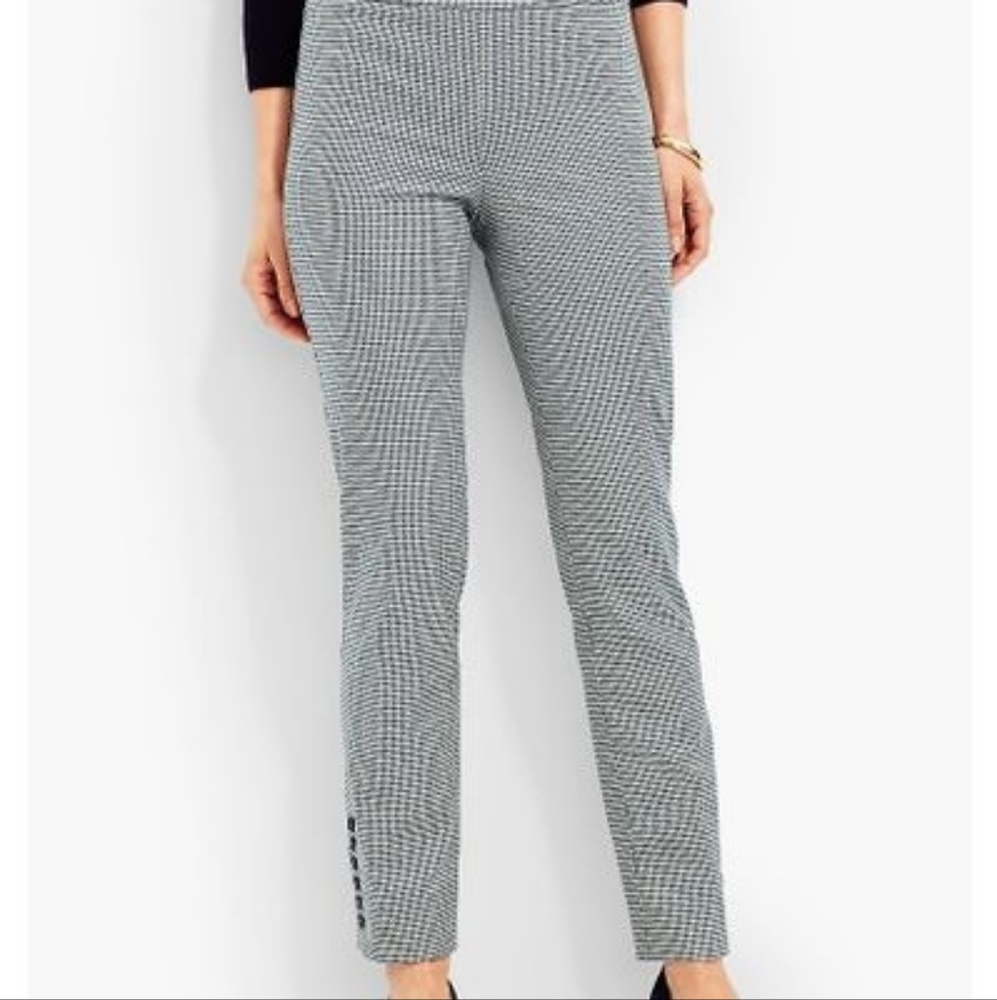 🌟 Talbots Chatham Navy Blue White Hounds Tooth Trouser Size 14P